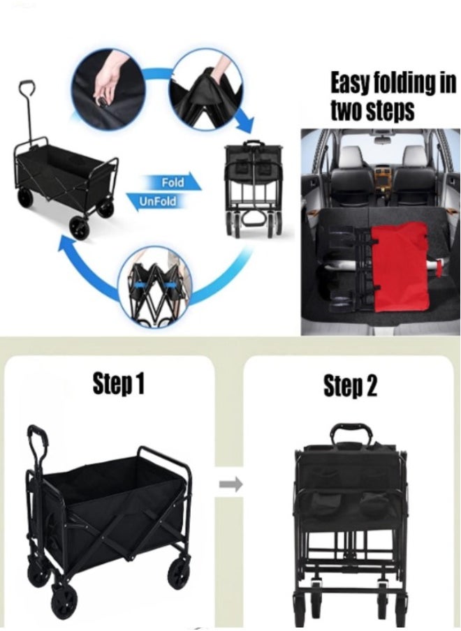 PENG GENERAL Collapsible Folding Outdoor Utility Wagon-Black  - Image 4