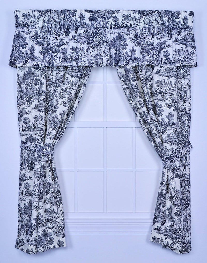 Victoria Park Toile Tailored Valence Window Black - Image 2