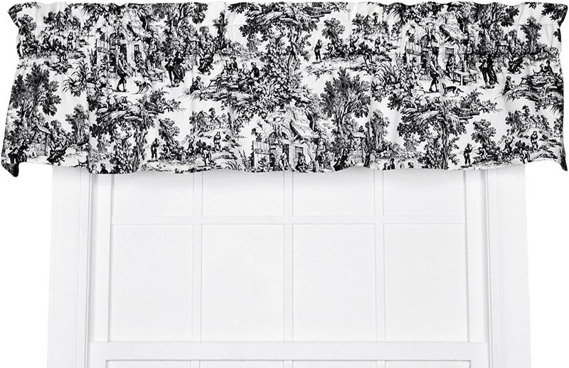 Victoria Park Toile Tailored Valence Window Black - Image 1