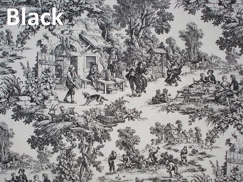 Victoria Park Toile Tailored Valence Window Black - Image 3
