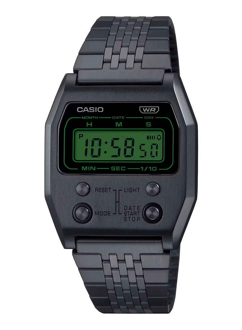 CASIO ساعة كاسيو نيو فينتاج رقمية ستانلس ستيل للجنسين كوارتز سوداء A-1100B-1DF - Image 1