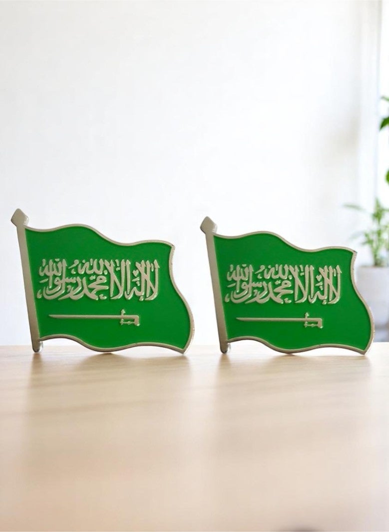 Toy Box 2pcs Saudi Flag Metal Sticker for Mobile or Any Smooth Surface - Image 2