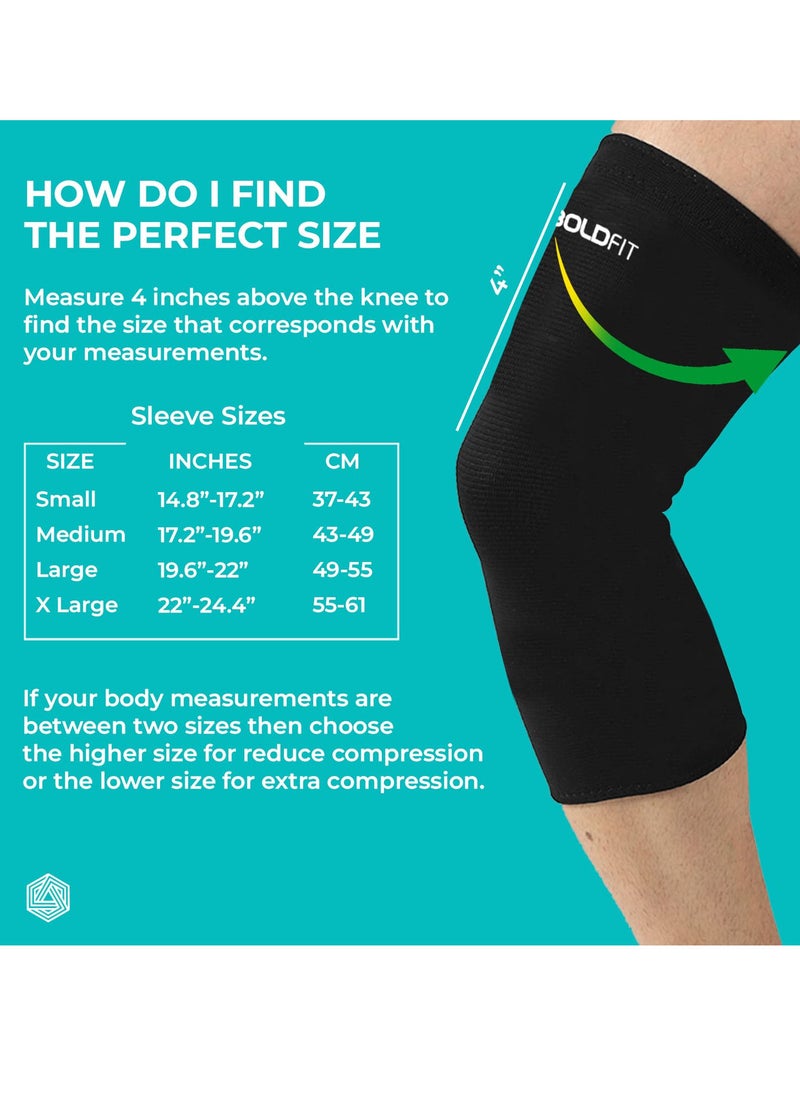 BOLDFIT Pack of 2 Knee Cap Support For Running and Gym Squats Large Black  - Image 4