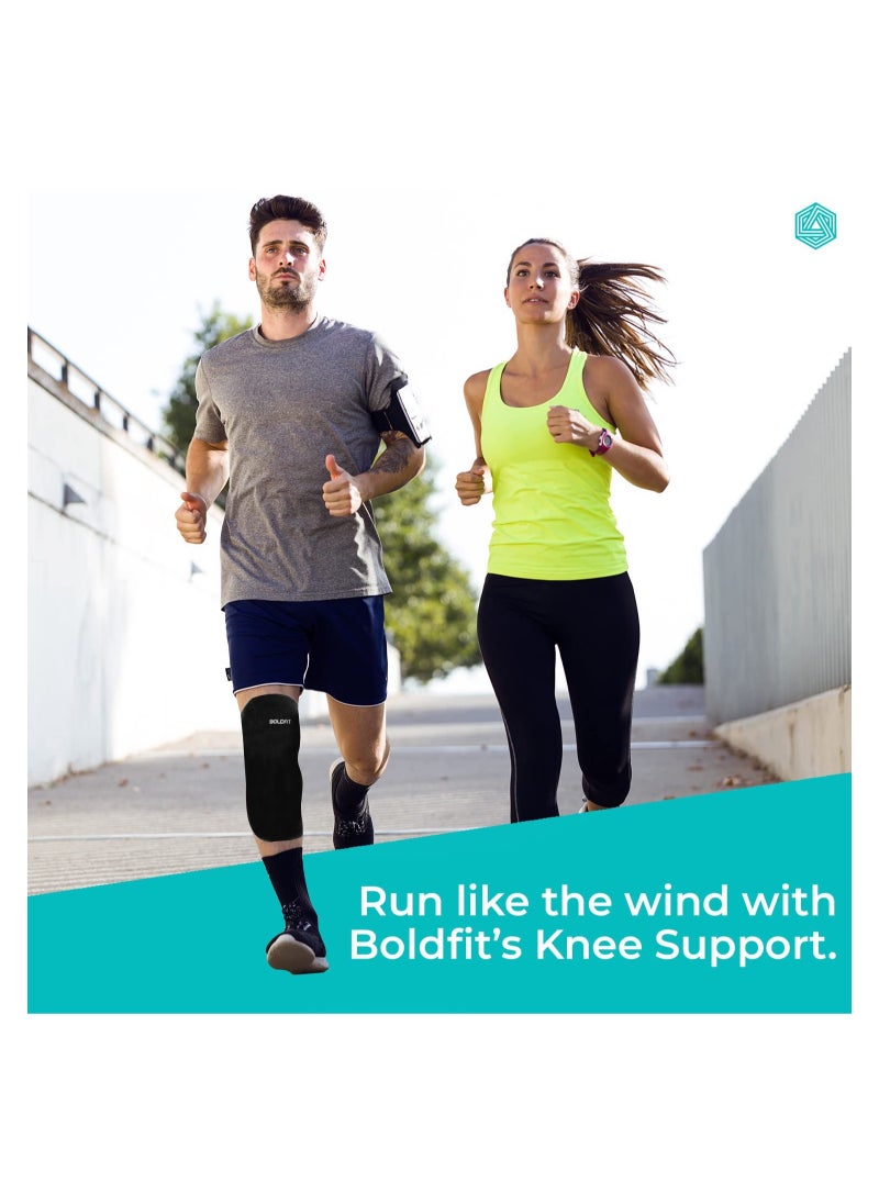 BOLDFIT Pack of 2 Knee Cap Support For Running and Gym Squats Large Black  - Image 2