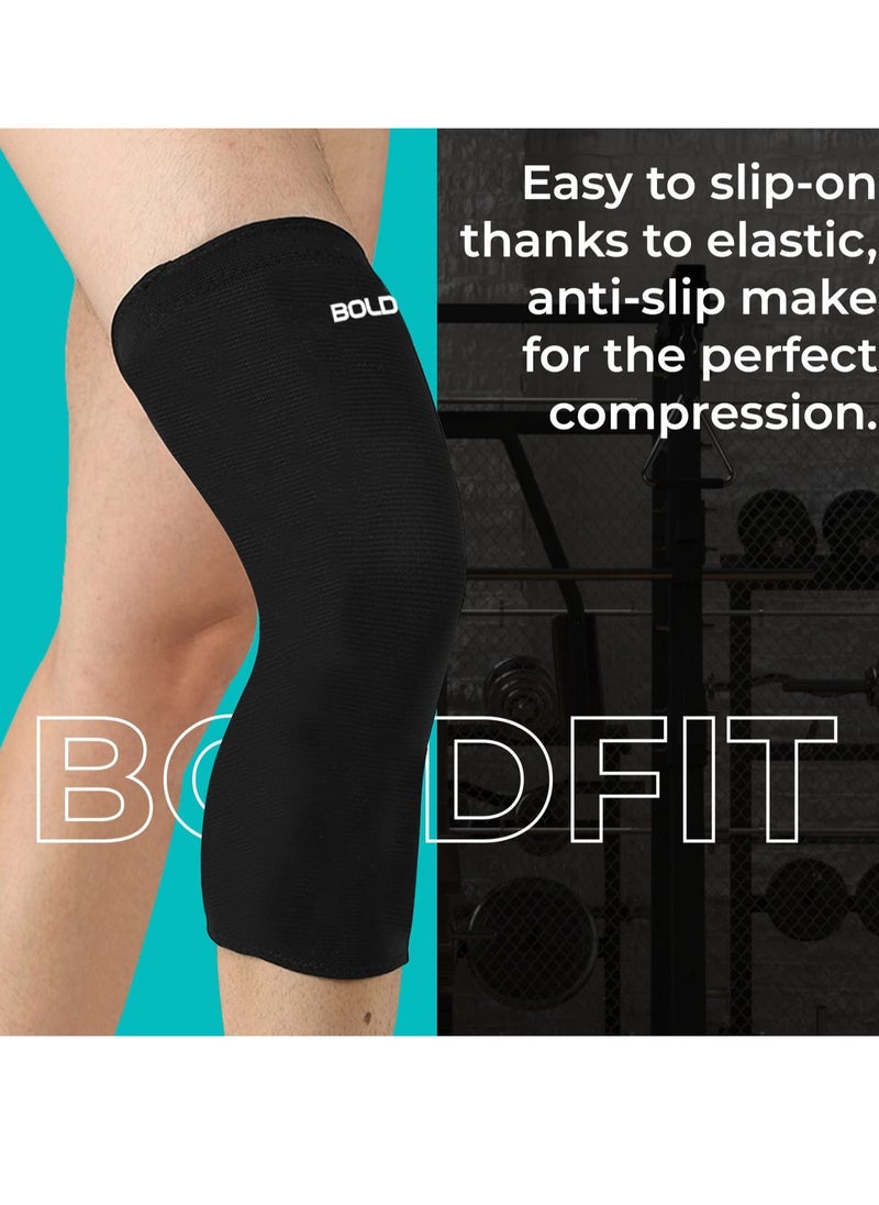 BOLDFIT Pack of 2 Knee Cap Support For Running and Gym Squats Large Black  - Image 5