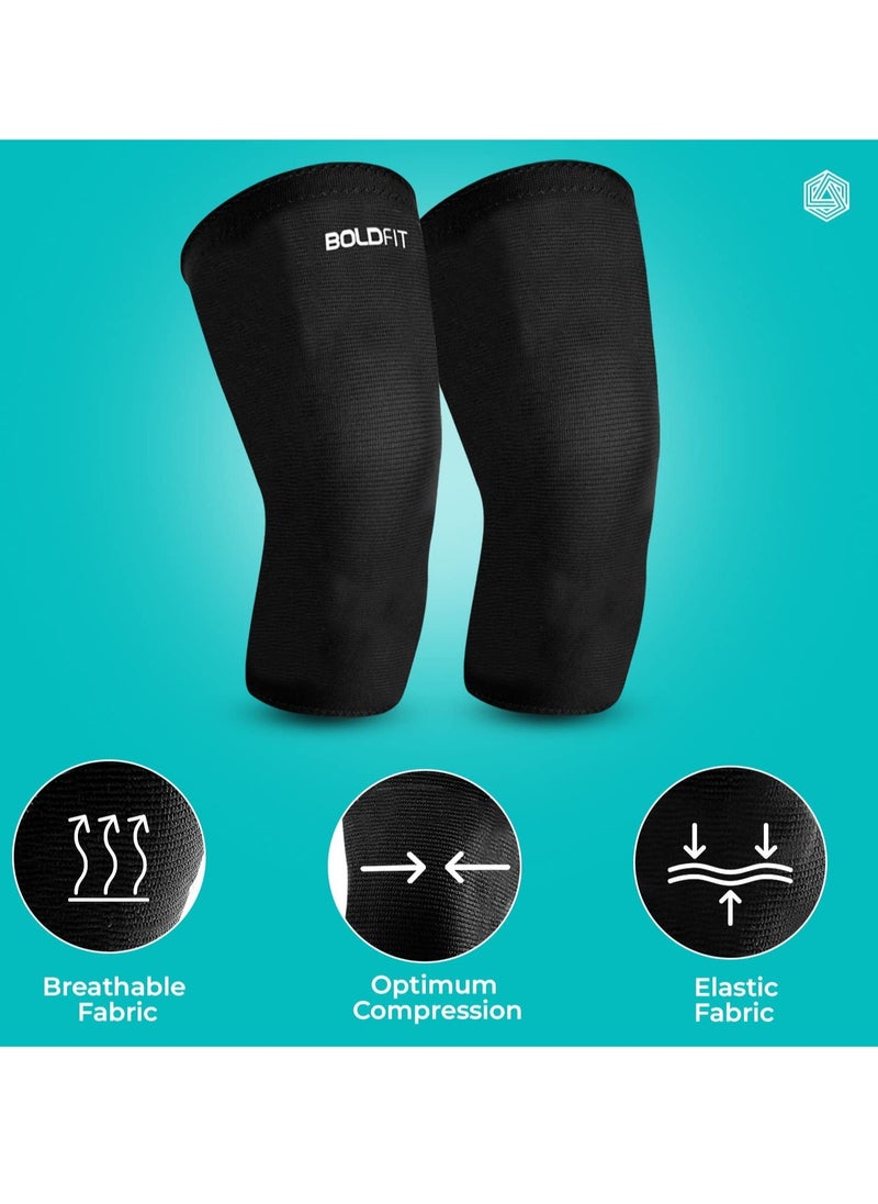 BOLDFIT Pack of 2 Knee Cap Support For Running and Gym Squats Large Black  - Image 3