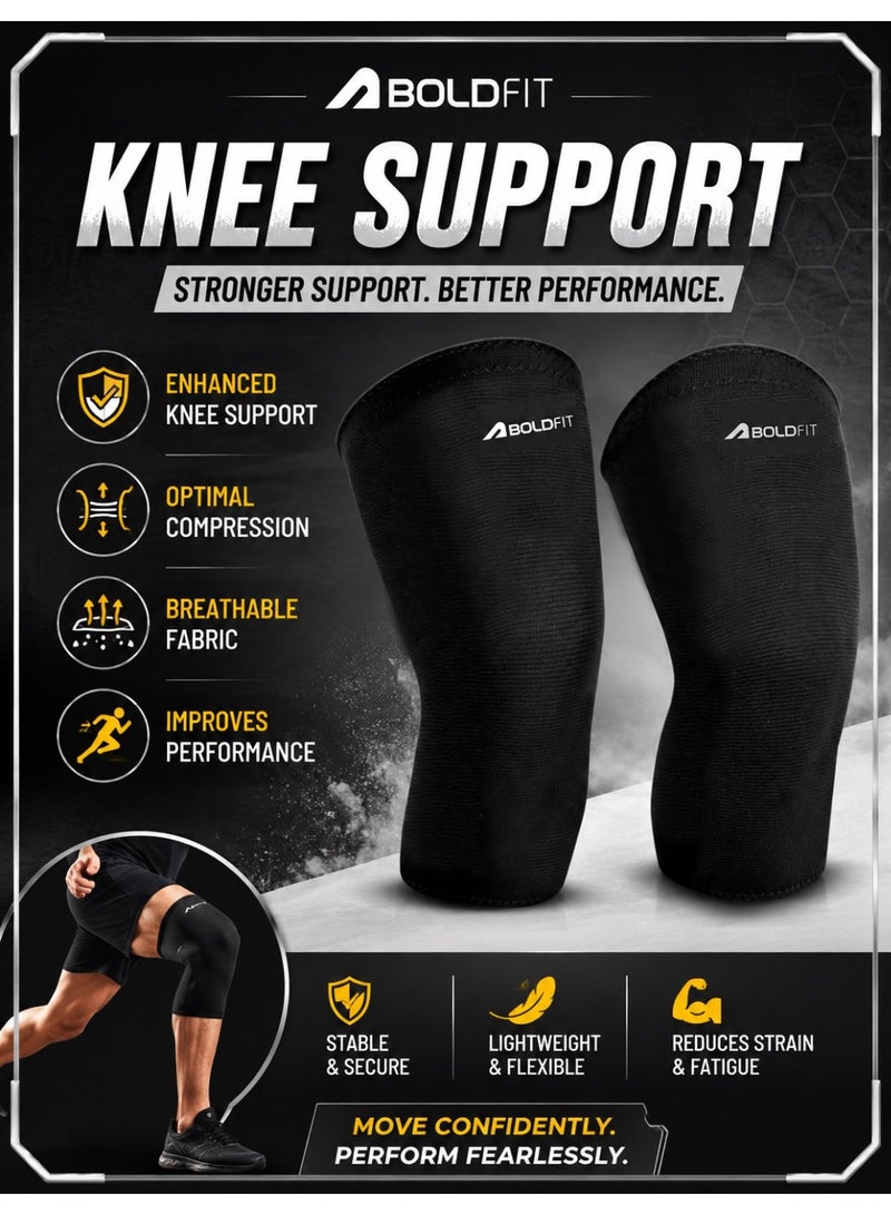 BOLDFIT Pack of 2 Knee Cap Support For Running and Gym Squats Large Black - Image 1