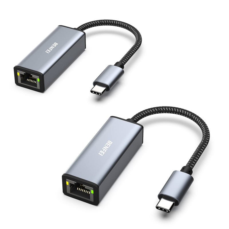 BENFEI 2 Pack USBC to Ethernet Adapter USB TypeC Thunderbolt 34 to RJ45 Gigabit Ethernet LAN Network Adapter Compatible with iPhone 15 ProMax MacBook ProAir 2023 iPad Pro iMac S23 XPS 17 - Image 2