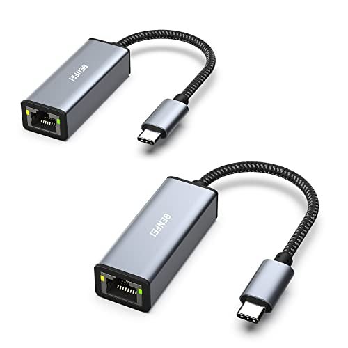 BENFEI 2 Pack USBC to Ethernet Adapter USB TypeC Thunderbolt 34 to RJ45 Gigabit Ethernet LAN Network Adapter Compatible with iPhone 15 ProMax MacBook ProAir 2023 iPad Pro iMac S23 XPS 17 - Image 1