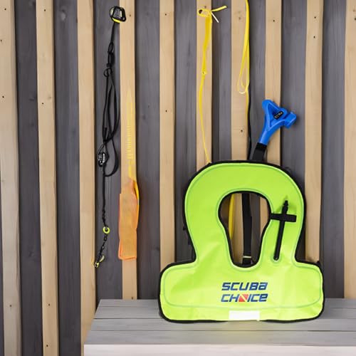 Scuba Choice Youth Kids Snorkel Vest - Neon Yellow/Blue Safety Floatation Aid, Up to 100 lbs, Adjustable Fit with Name Box & Anti-Ride-Up Strap, Easy Oral Inflator & Secure Crotch Strap - Image 5