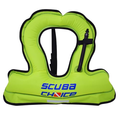 Scuba Choice Youth Kids Snorkel Vest - Neon Yellow/Blue Safety Floatation Aid, Up to 100 lbs, Adjustable Fit with Name Box & Anti-Ride-Up Strap, Easy Oral Inflator & Secure Crotch Strap - Image 2