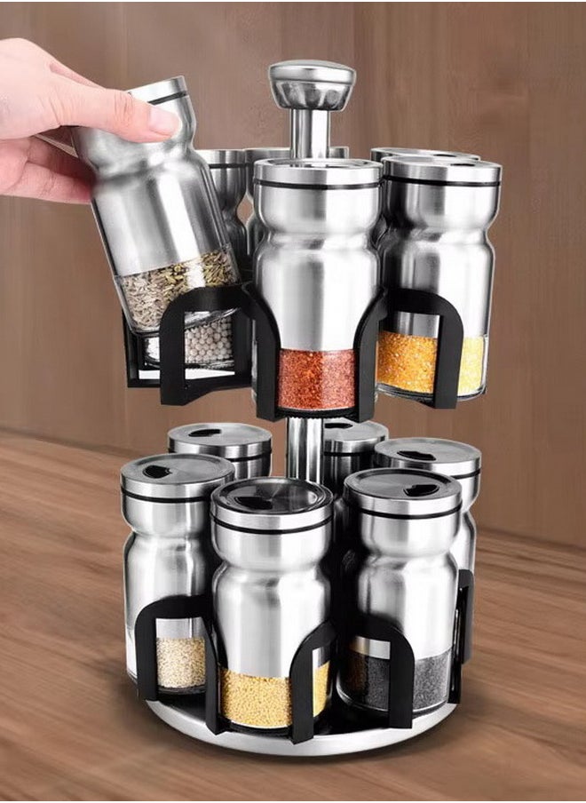 Generic - Spice Set With Rotating Stand - 12 Pcs - Stainless Steel - Image 1