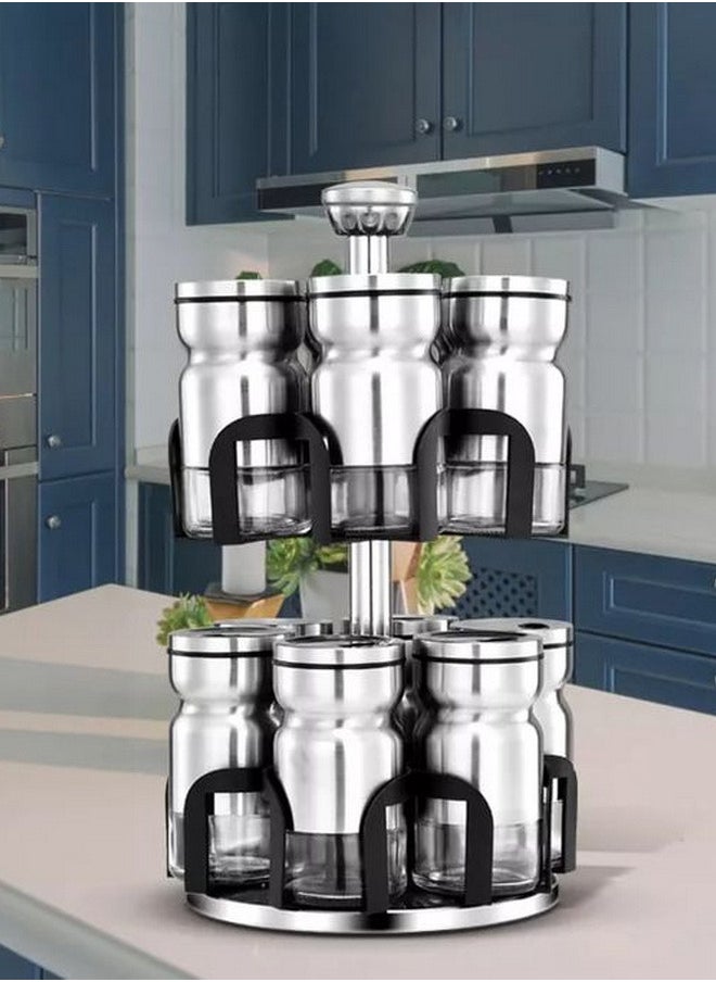 Generic - Spice Set With Rotating Stand - 12 Pcs - Stainless Steel - Image 1
