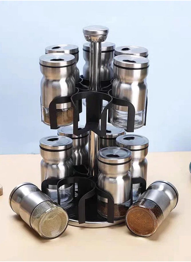 Generic - Spice Set With Rotating Stand - 12 Pcs - Stainless Steel - Image 1