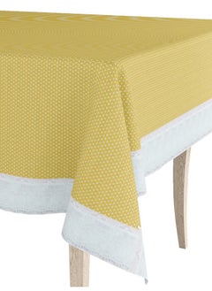 Bianca BIANCA Vinyl PVC Dining Table Cover Easy to Clean Table Cloth -1Pc 4-6 Seater (Classic-Clear) Polka Dot-Yellow  - Image 3