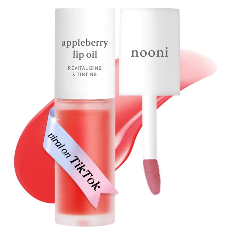 NOONI Vegan Appleseed Lip Oil Set - Appleberry & Applecherry & Appleplum | Long-Lasting, Moisturizing, Plumping, Revitalizing for Dry Lips, Waterproof, No Peel Off, 0.12 FL Oz x 3ea - Image 1