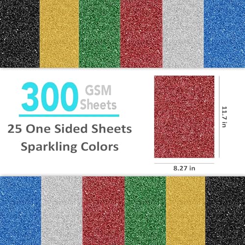 SANZIX 25 Sheets Red Glitter Cardstock Paper- 8.2"x11.7", 110lb 300 GSM, A4 Heavyweight Sparkle Glitter Paper | Red Card Stock Perfect for Cricut, Scrapbook, DIY Crafts, Christmas Gifts & Cards - Image 2