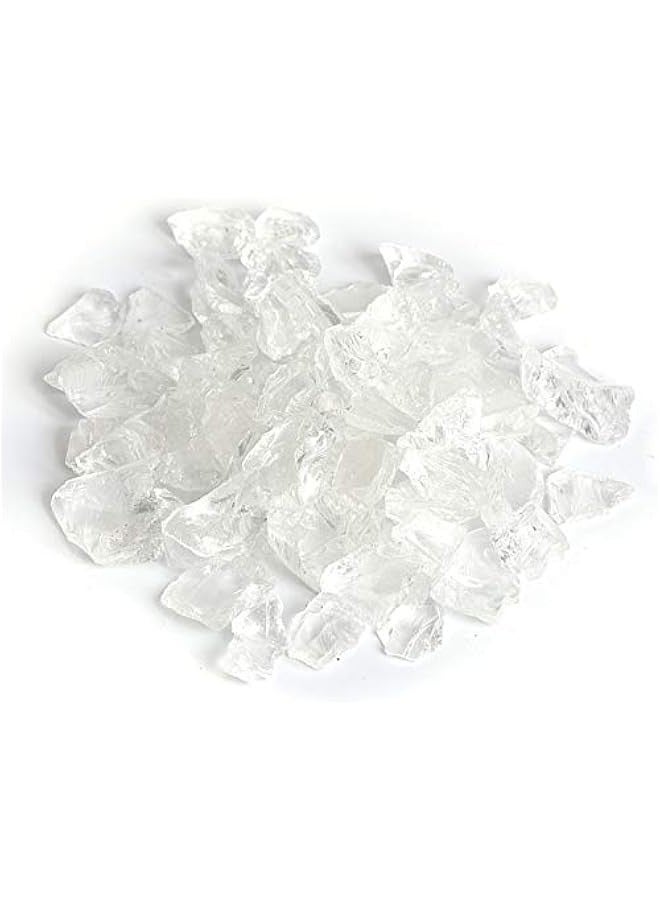 ماركة غير محددة حصى زجاج نار عاكس عالي اللمعان، احجار كريمة النار وقطرات النار، رقائق احجار زجاج النار لحفرة النار وحوض السمك والحديقة، 1-2 سم، 580 غرام/1.27 باوند (كريستال)  - Image 3
