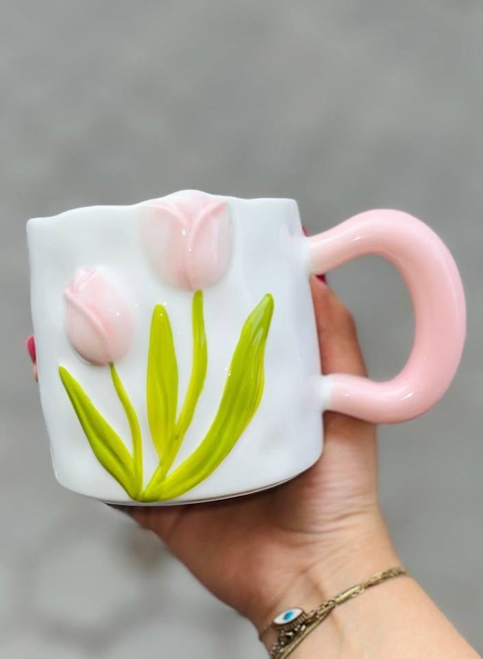 🌷✨ Tulip Relief Ceramic Mugs – Luxury in Every Detail ✨🌷 - Image 1