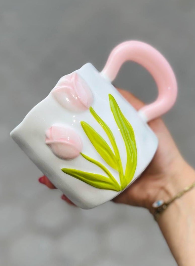 🌷✨ Tulip Relief Ceramic Mugs – Luxury in Every Detail ✨🌷 - Image 2