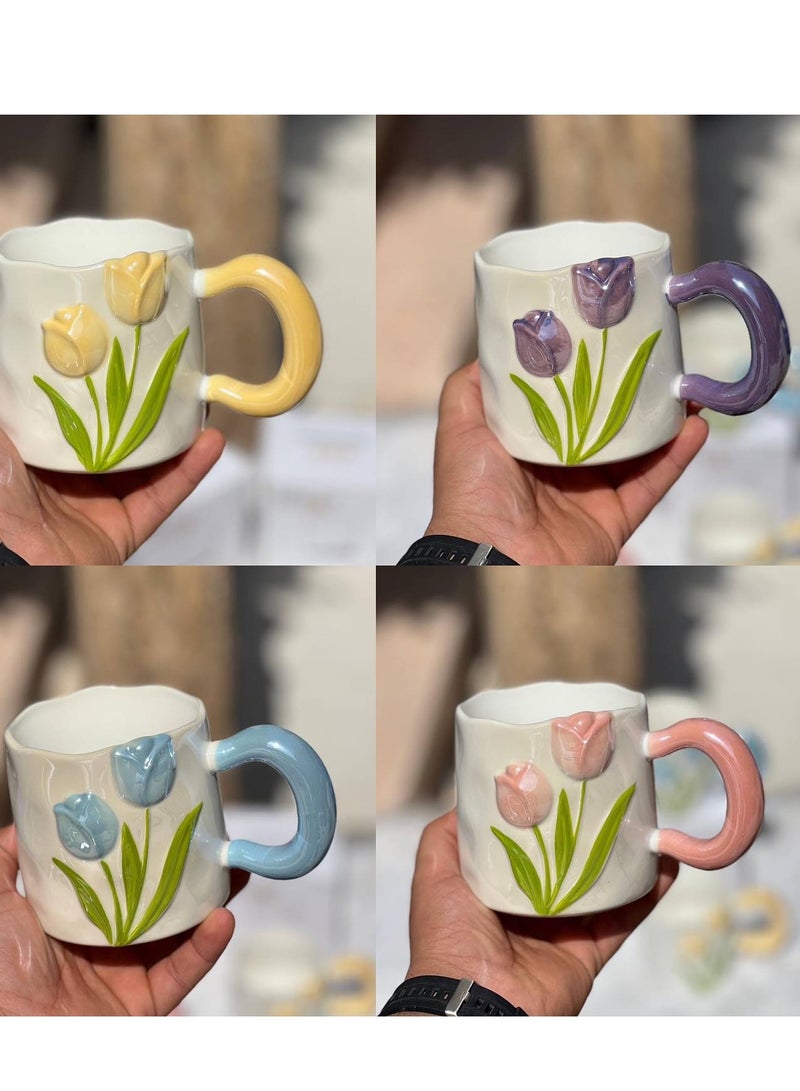 🌷✨ Tulip Relief Ceramic Mugs – Luxury in Every Detail ✨🌷 - Image 4