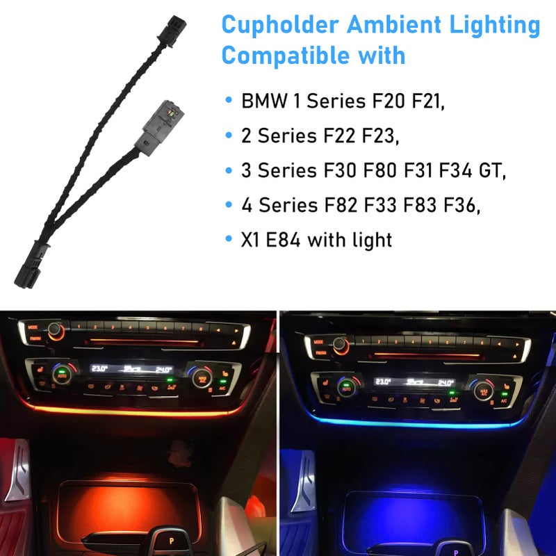 Jaronx Compatible with BMW LED Console Ambient Light for 1' F20 F21, 2' F22 F23, 3' F30 F31 F80, 4' F32 F33, Center Console Ambient Lights LED with Dual Color Lighting - Image 2