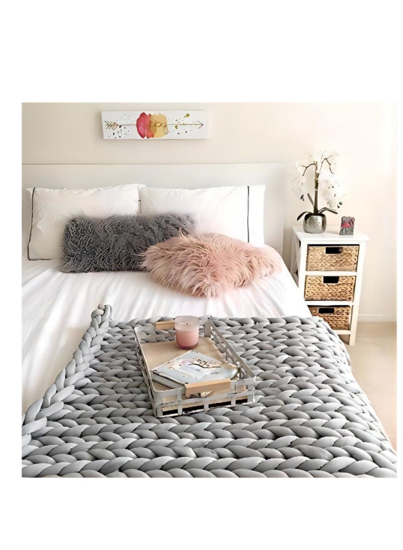 SYOSI Arm Knitting Yarn for Chunky Braided Knot Throw Blanket DIY Soft Extra Cotton Washable, Bulky Giant Yarn for Weave Craft Crochet Sofa Blanket Pillow Pet Bed 3CM W  36Feet L, 1.1LB - Image 5