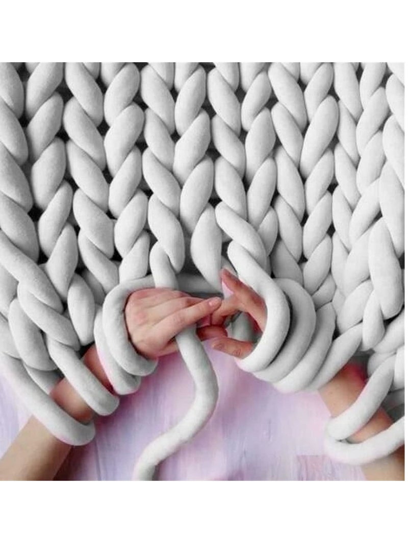 SYOSI Arm Knitting Yarn for Chunky Braided Knot Throw Blanket DIY Soft Extra Cotton Washable, Bulky Giant Yarn for Weave Craft Crochet Sofa Blanket Pillow Pet Bed 3CM W  36Feet L, 1.1LB - Image 3