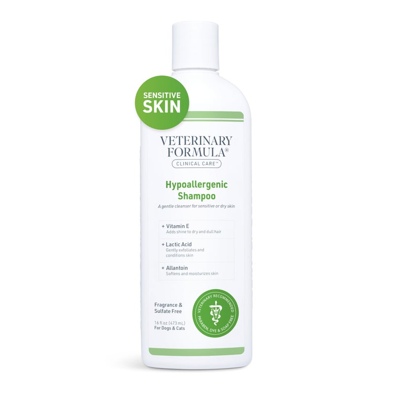 Veterinary Formula شامبو هيبوالرجينيك للعناية السريرية من فيتيريناري فورمولا للكلاب والقطط، 16 أونصة – بدون مكونات قاسية – شامبو حيوانات أليفة خالي من العطور للحساسية والبشرة الحساسة، يعزز صحة الجلد والفرو - Image 1