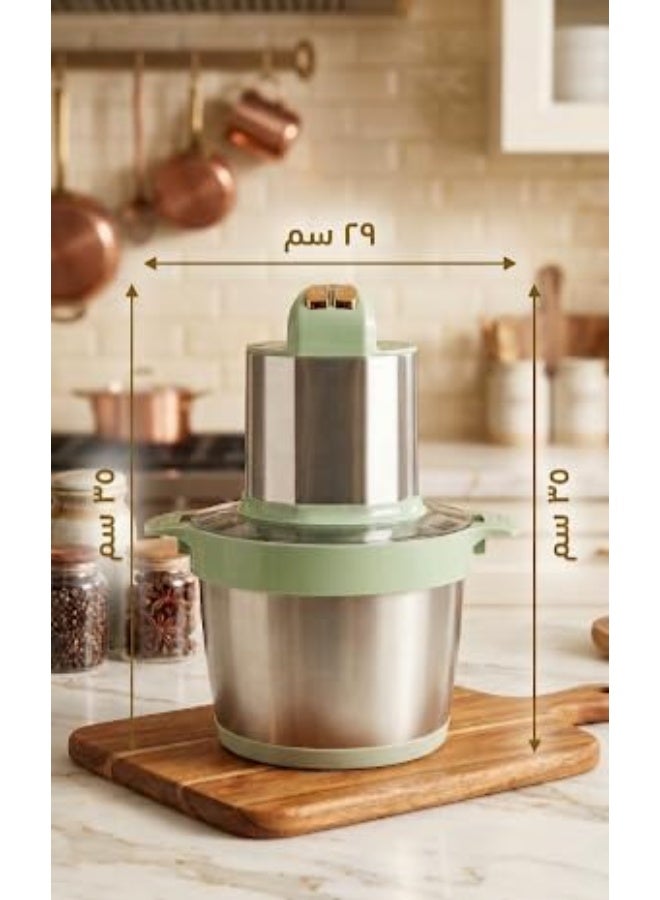 Meat grinder, electric meat grinder, electric grinder with a stainless steel bowl, light green color, versatile for the kitchen, 8 liters - Image 3