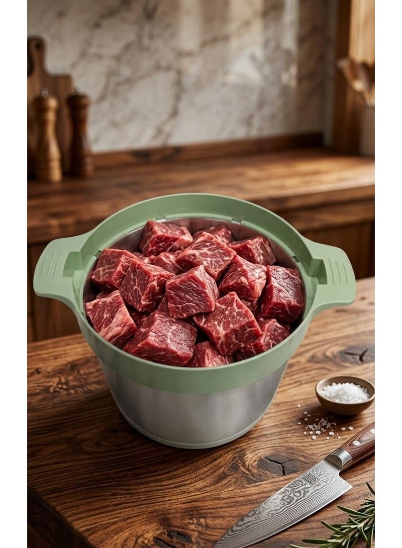 Meat grinder, electric meat grinder, electric grinder with a stainless steel bowl, light green color, versatile for the kitchen, 8 liters - Image 2