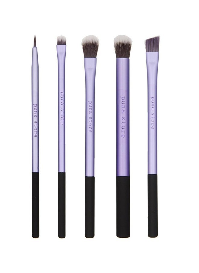 Puna Store - Synthetic Bristle Makeup Brush Set With Storage Pouch - Purple, 5 Pieces, Psrt5Pur - Image 1