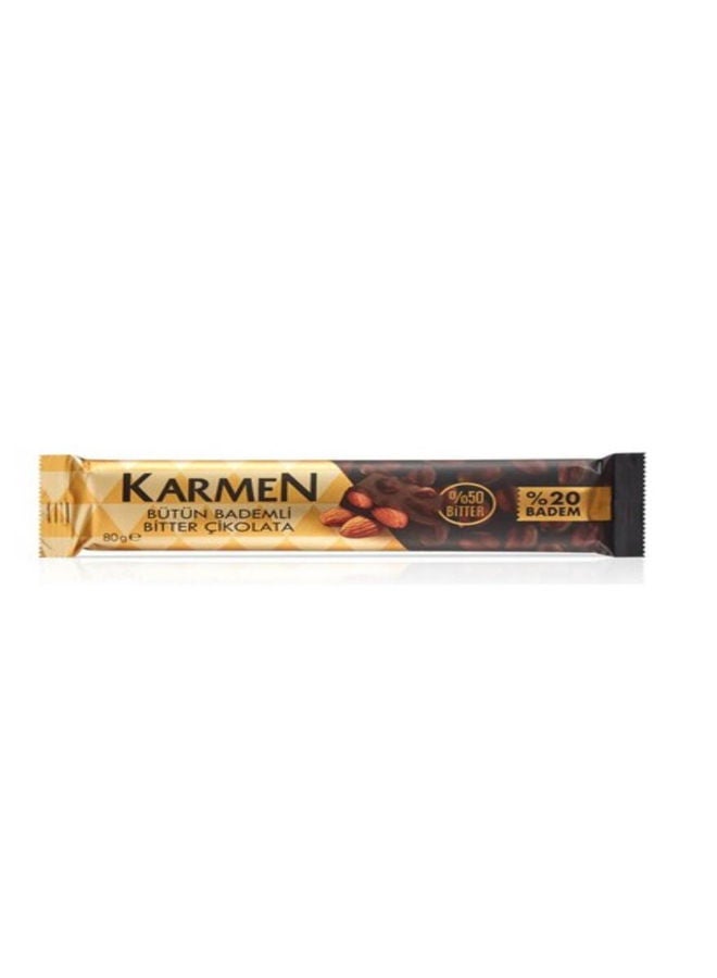 KARMEN Dark Chocolate With Whole Almonds (20% Almond) - 80 Gram