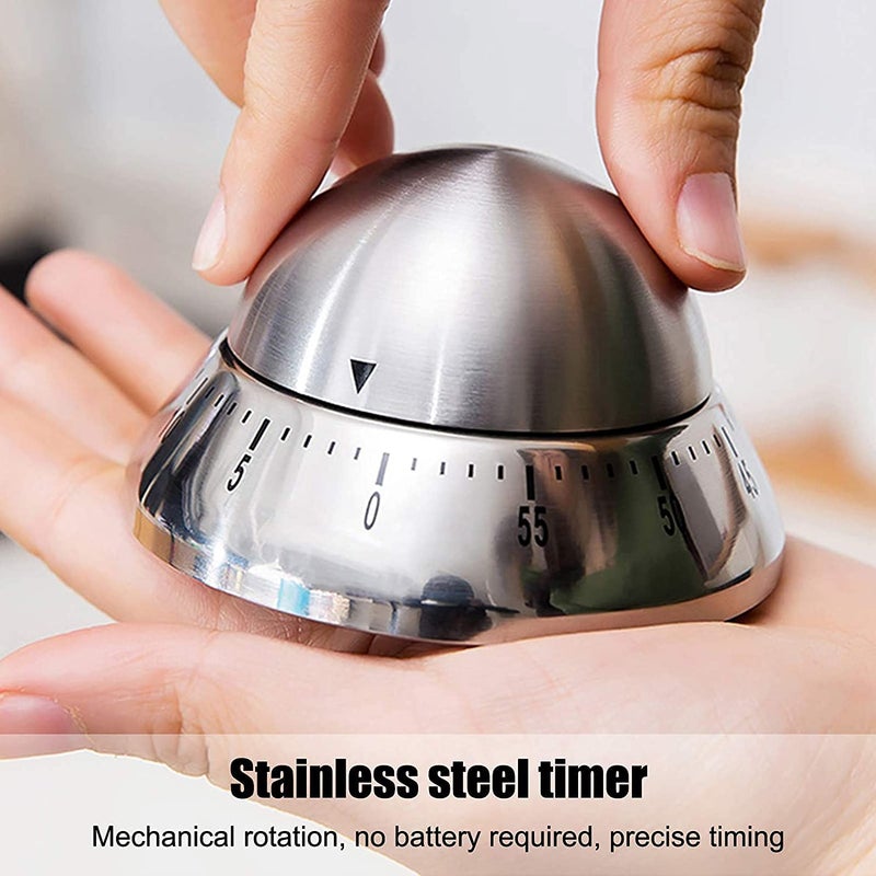 Mockery Mockery 60 Minute Kitchen Cook Cooking Timer SAUCHER Shaped Stainless Steel Cooking Timer Loud Ring Countdown Timers Kitchen Baking Cooking Steaming Manual Portable Timer Mechanical Alarm Timer  - Image 2
