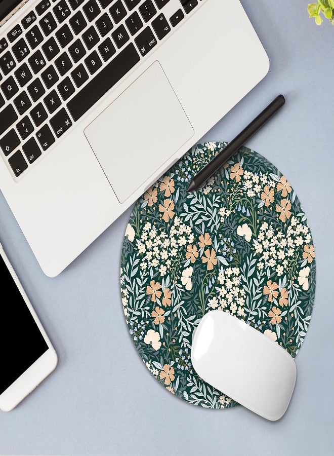 FROGIGO Cute Round Mouse Pad with Stitched Edge, Floral Aesthetic Mousepad for Women, Non-Slip Rubber Base Small Mouse Mat, Washable Desk Accessories for Office Home, 7.87 x 7.87 in-Vintage Wildflower - Image 4