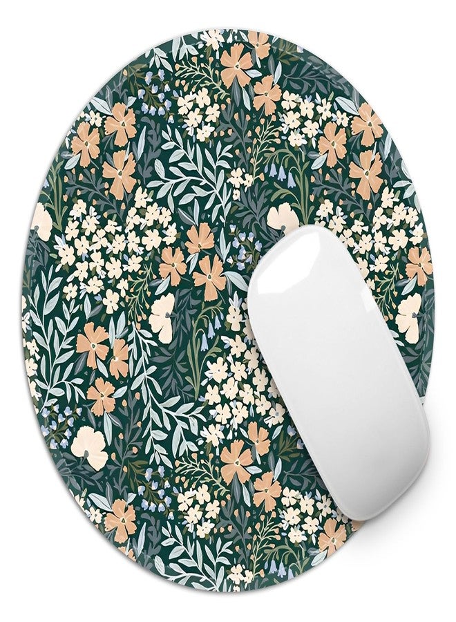 FROGIGO Cute Round Mouse Pad with Stitched Edge, Floral Aesthetic Mousepad for Women, Non-Slip Rubber Base Small Mouse Mat, Washable Desk Accessories for Office Home, 7.87 x 7.87 in-Vintage Wildflower - Image 2