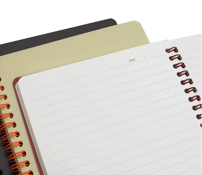 KASTWAVE Spiral Notebooks, 4 Pack, 4-Subject, College Ruled Paper, A5 8.3x5.9inch Thick Plastic Hardcover 80 Sheets for Study and Notes (Red, Brown, Green, Beige) - Image 4