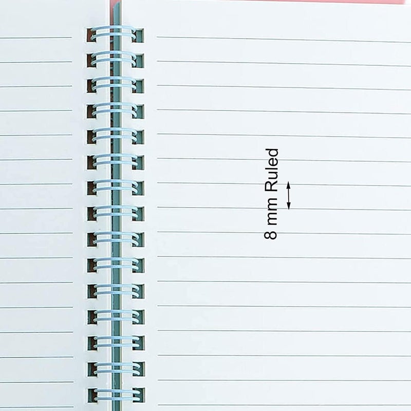 KASTWAVE Spiral Notebooks, 4 Pack, 4-Subject, College Ruled Paper, A5 8.3x5.9inch Thick Plastic Hardcover 80 Sheets for Study and Notes (Red, Brown, Green, Beige) - Image 5