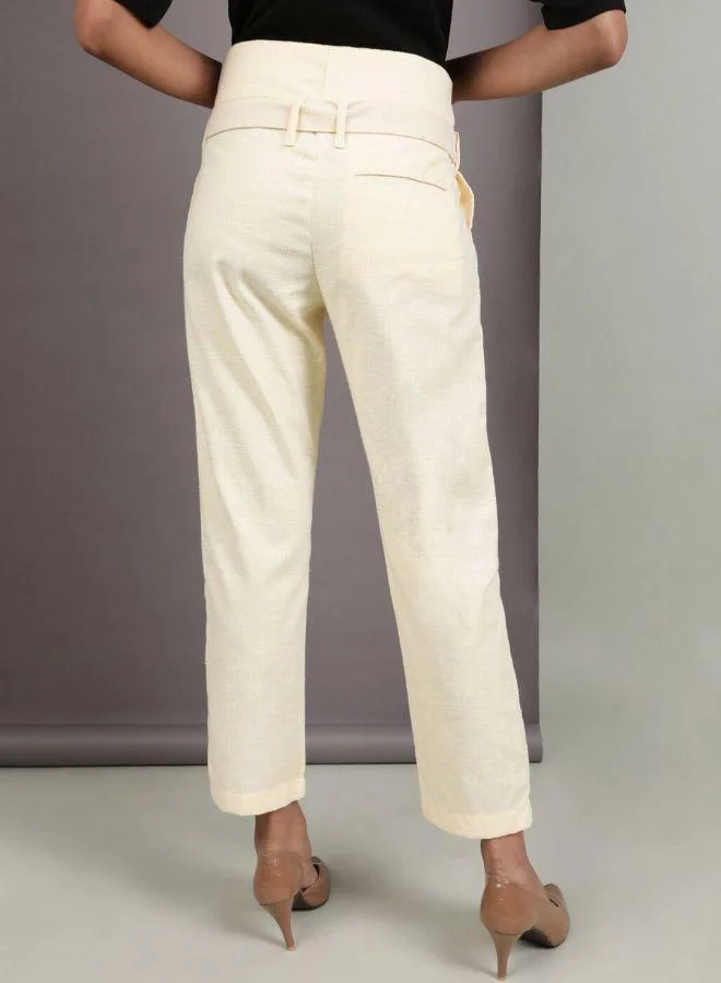 Freehand  Women Straight Fit Solid High-Rise Trousers for Women | Best Price UAE
