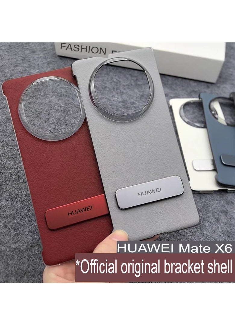 HUAWEI For Huawei Mate X6 Rotating Bracket Luxury Business Plating Leather Case for Huawei MateX6 Screen Protection Phone Cover Grey - Image 5