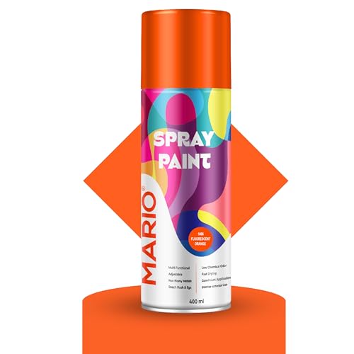 Mario Spray Paint – 1006 Fluorescent Orange (400ml) | Neon Fluorescent Spray Paint for Bikes, Helmets, Walls & Sign Boards | High Visibility Color - Image 1