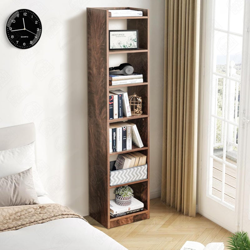 ABOUT SPACE Book Shelf for Home - 6 Tier Cube Book Shelves, Engineered Wood Book Rack for Study Room, Book Organizer Stand for Library, Bedroom, Living Room, Office (L 33 x B 24 x H 178.5cm -Walnut) - Image 4