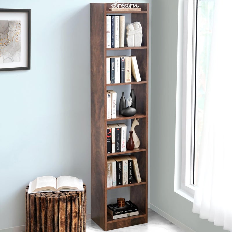 ABOUT SPACE Book Shelf for Home - 6 Tier Cube Book Shelves, Engineered Wood Book Rack for Study Room, Book Organizer Stand for Library, Bedroom, Living Room, Office (L 33 x B 24 x H 178.5cm -Walnut) - Image 1