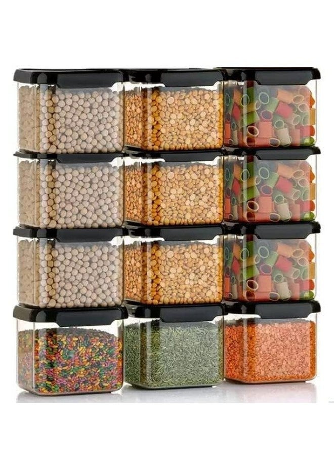 Rylan Modern Minimalist Air Tight Containers For Kitchen Organizer Storage Set, 500 ML, Black, 10 Pack