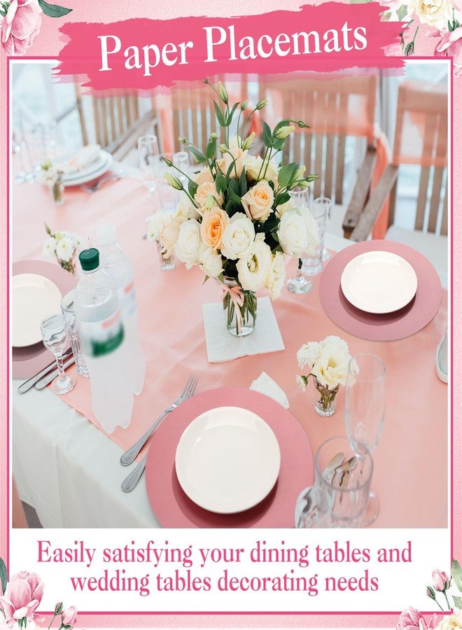 Moinchore 100 Pcs Pink Paper Place Mats Disposable Paper Placemats Wedding Bridal Shower Halloween Thanksgiving Winter Holiday Birthday Party Supplies Home Dinning Decor(Wedding Pink,13 Inch) - Image 4