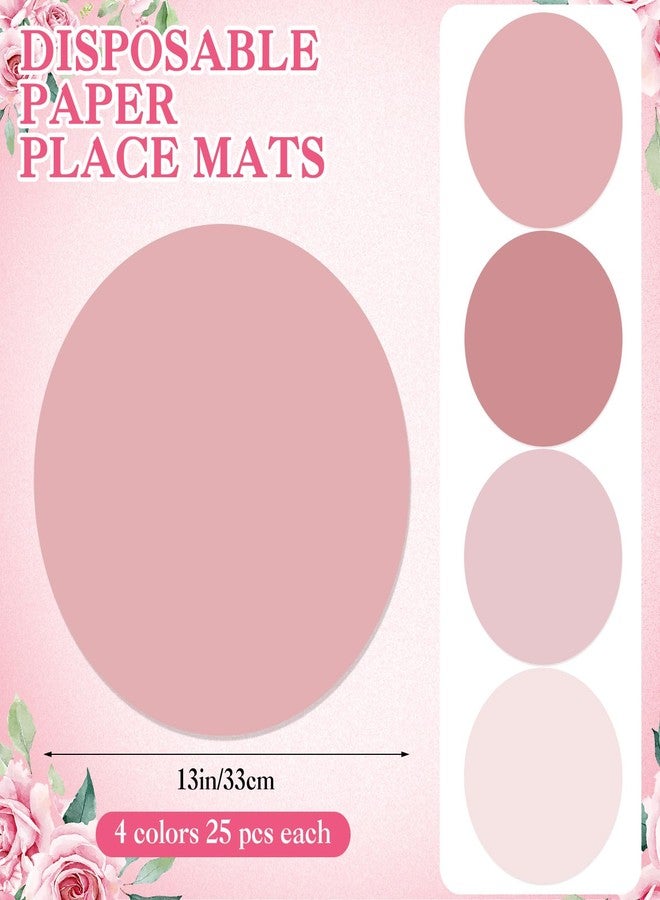 Moinchore 100 Pcs Pink Paper Place Mats Disposable Paper Placemats Wedding Bridal Shower Halloween Thanksgiving Winter Holiday Birthday Party Supplies Home Dinning Decor(Wedding Pink,13 Inch) - Image 3