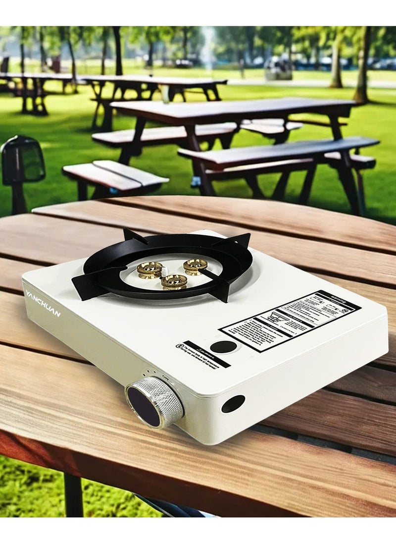 Generic Portable Windproof Camping Gas Stove| Extra High Output Single Burner Butane Stove with Electronic Ignition & Sturdy Carrying Case for Outdoor Cooking, BBQ, Hiking, Fishing & Picnic (White)  - Image 3