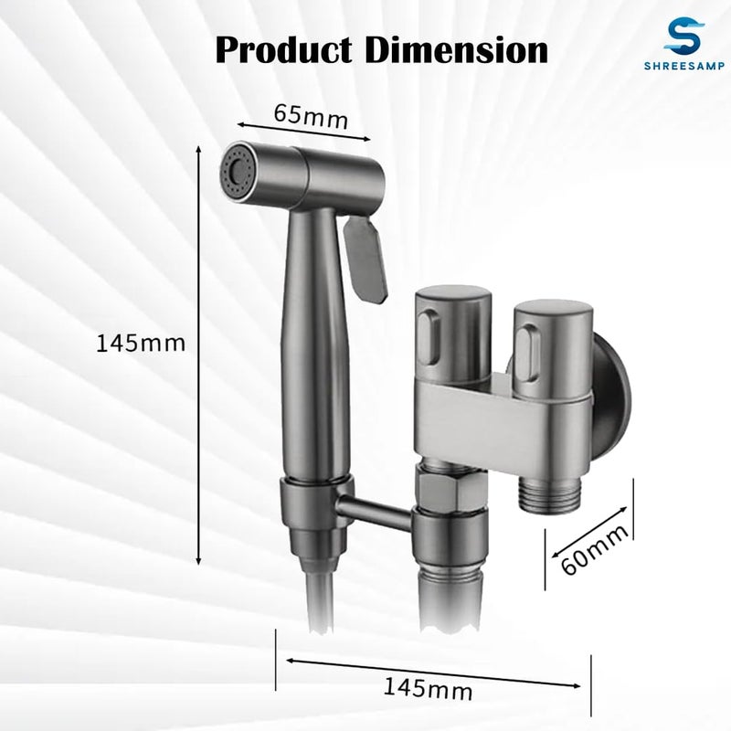 SHREESAMP Sanitary Faucet Black Matle Finish Type Health Faucet Set Hand Held Bidet 1In2Out Dual Cleaning The Toilet Washing Kit Bathroom Corners Sprayer Mini Shower Tap 265x215x8 CM - Image 2
