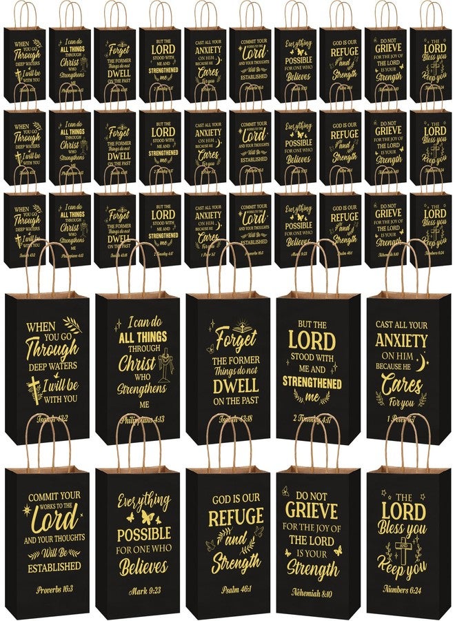 Chiisong 100 Pcs Christian Gift Bags, Fathers Day Religious Bible Verse Treat Bags with Handles Inspirational Church Scripture Bag for Women Wedding Baptism Birthday Party Favor(Black and Gold - Image 1