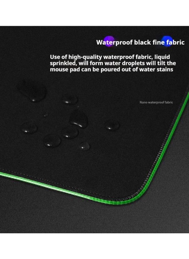 Gaming Mouse Pad, Extra Large Soft Led Extended Mouse Pad (10 Lighting Modes), Anti-Slip Rubber Base Computer Keyboard Mat, Black, 400*900*4mm